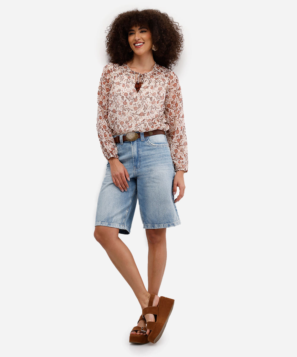 bata feminina com lurex floral bege