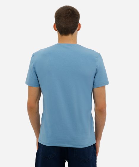 camiseta masculina de algodão básica manga curta azul