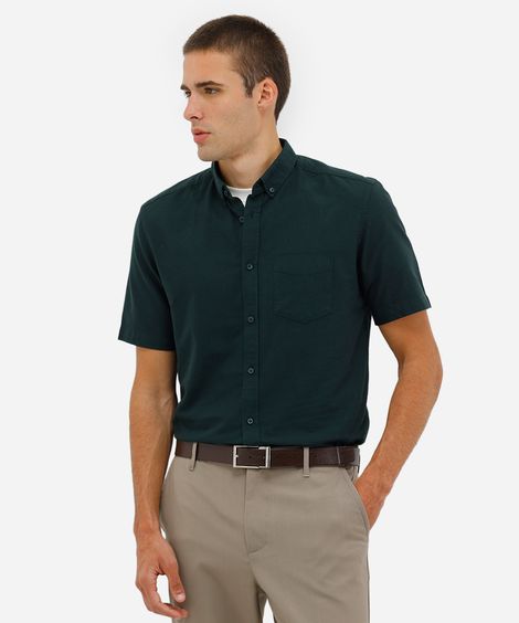 camisa masculina de algodão manga curta verde