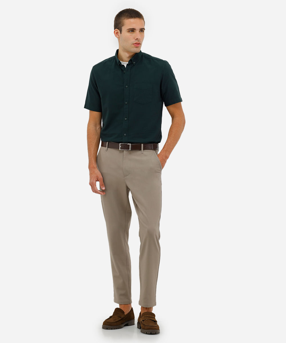 camisa masculina de algodão manga curta verde