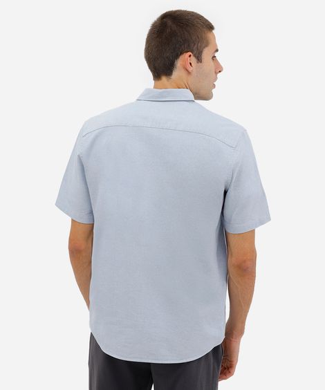 camisa masculina de algodão manga curta azul