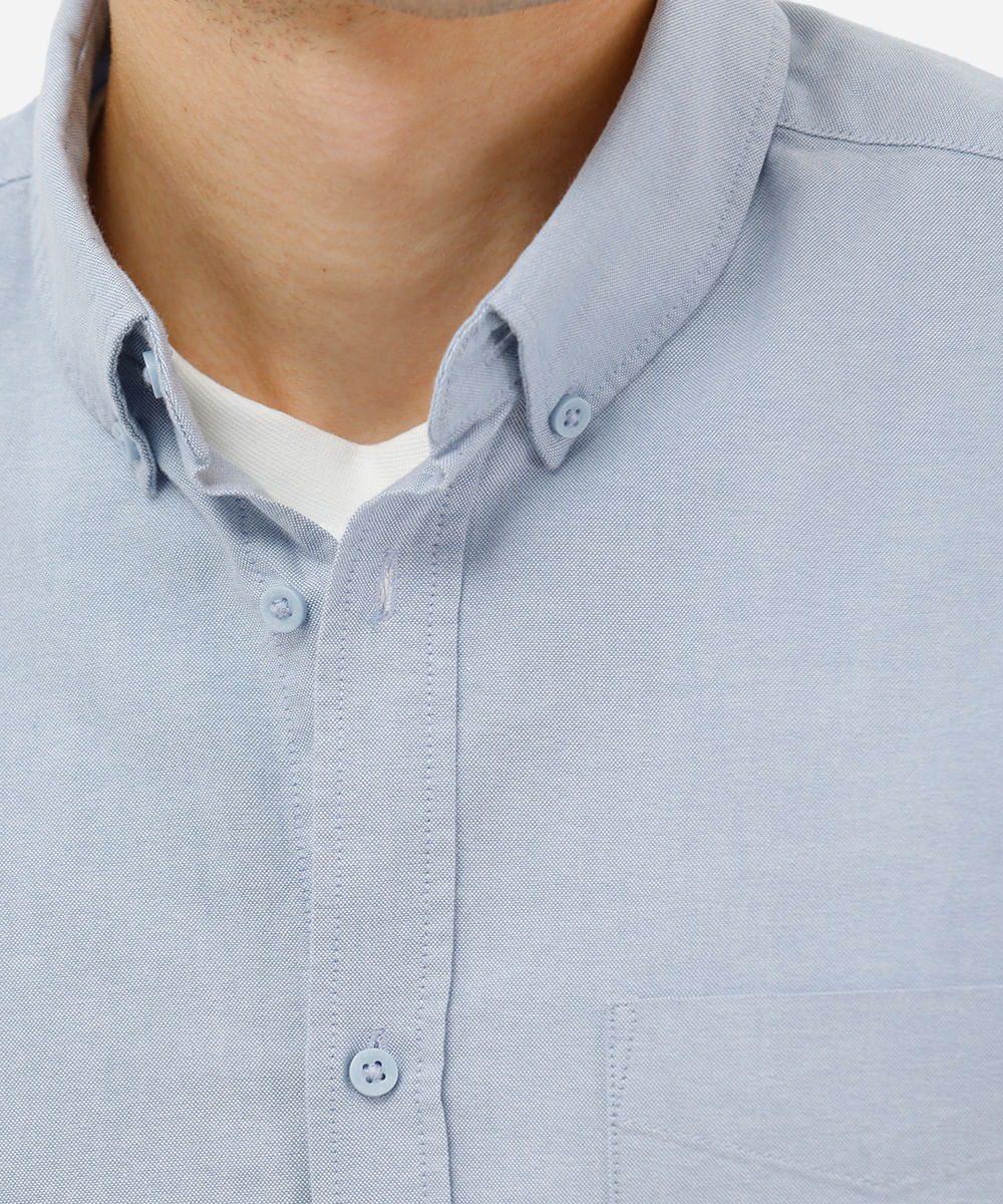 camisa masculina de algodão manga curta azul