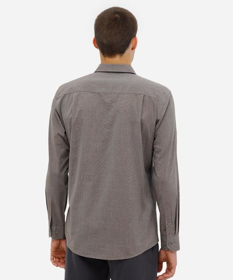 camisa comfort masculina manga longa cinza
