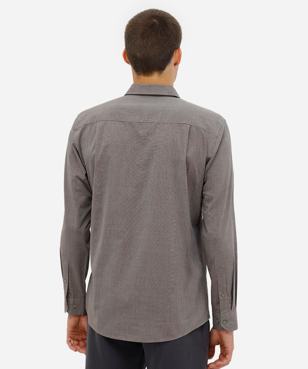 camisa comfort masculina manga longa cinza