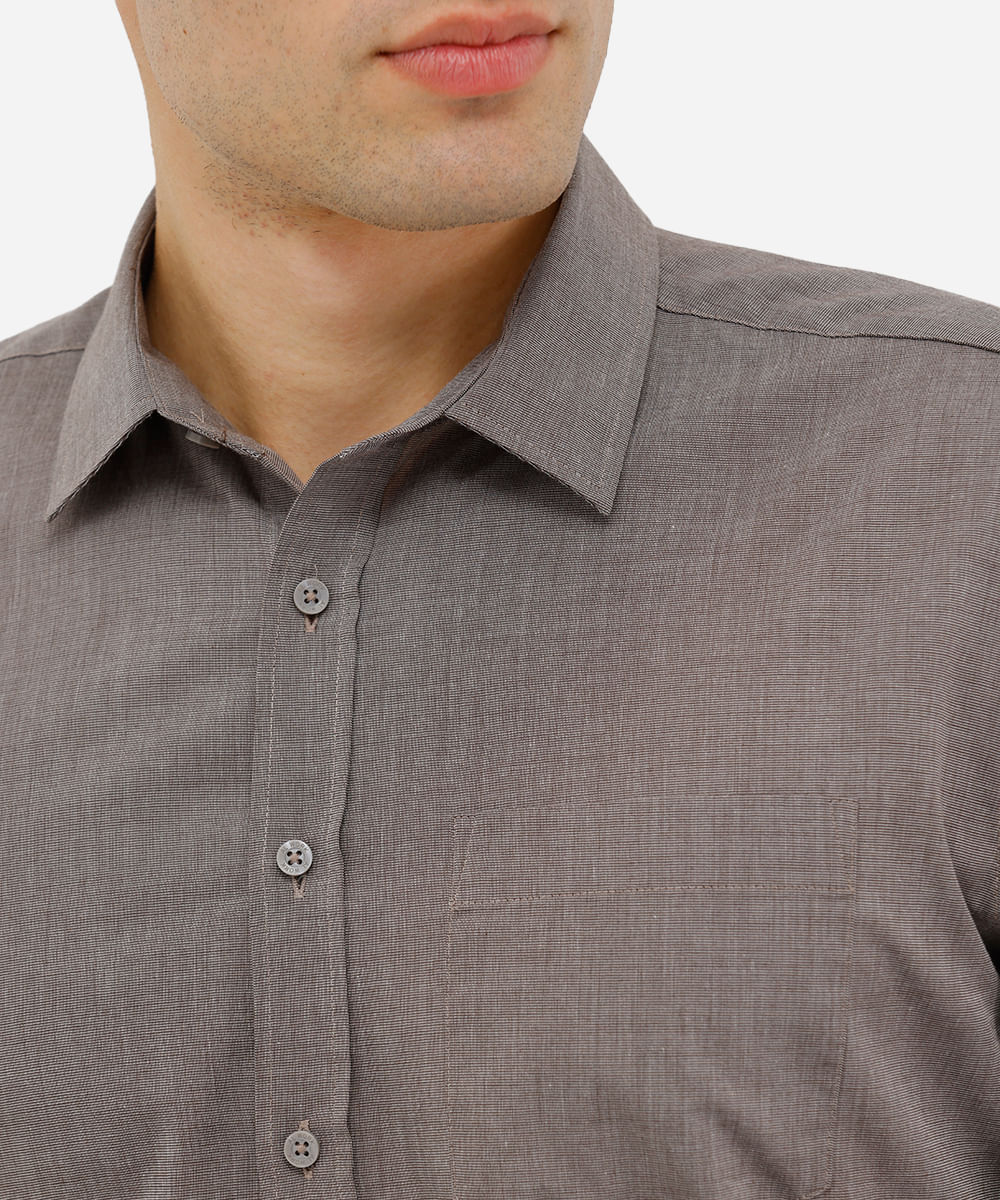 camisa comfort masculina manga longa cinza