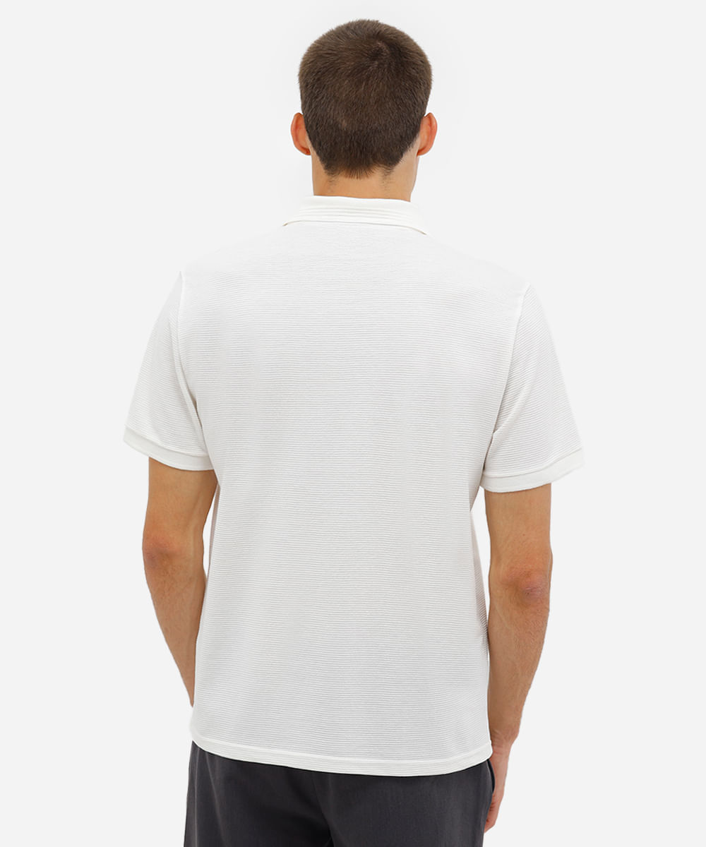 polo masculina manga curta texturizada off white