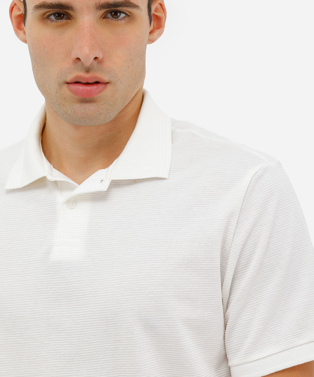 polo masculina manga curta texturizada off white
