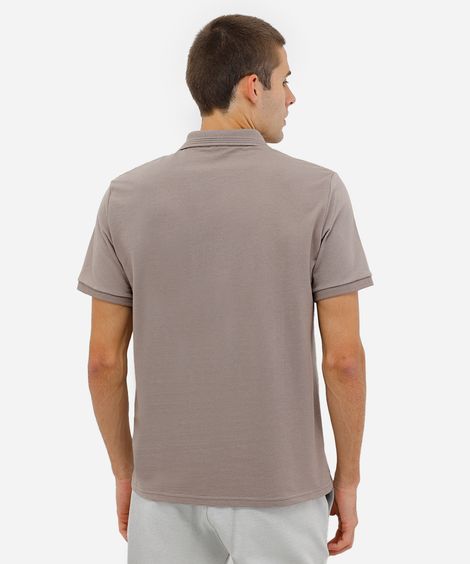 polo masculina manga curta texturizada bege