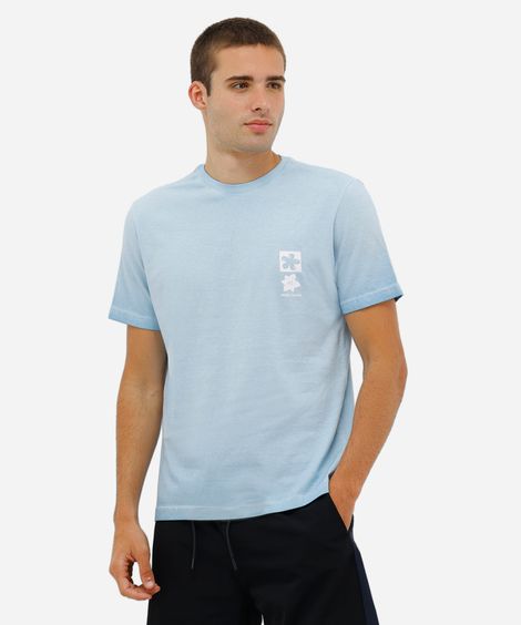 camiseta masculina de algodão estampada azul