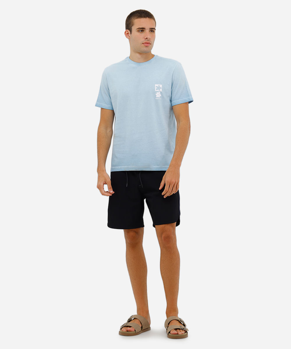 camiseta masculina de algodão estampada azul