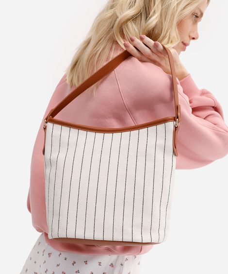 bolsa bucket risca de giz off white