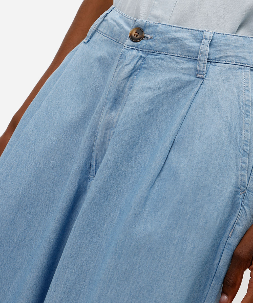 calça wide leg feminina jeans azul