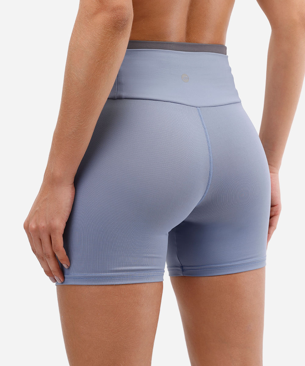 bermuda feminina esportiva cós bicolor azul