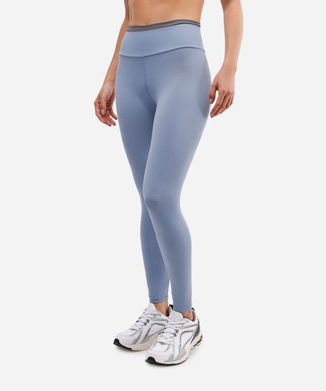 calça legging feminina esportiva ace de poliamida cós bicolor azul