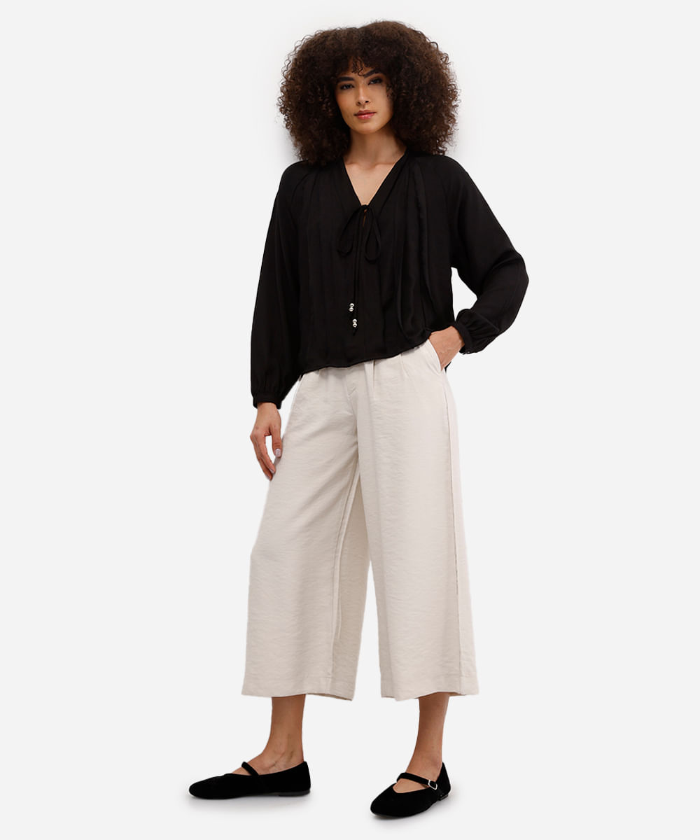 bata feminina com viscose e babados preta