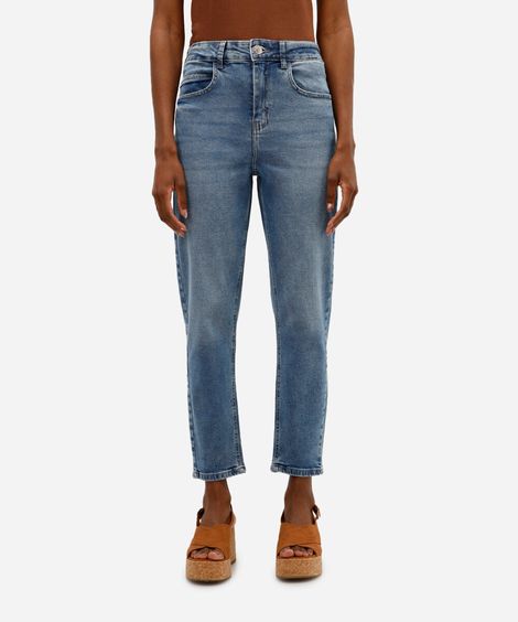 calça jeans mom cintura alta azul
