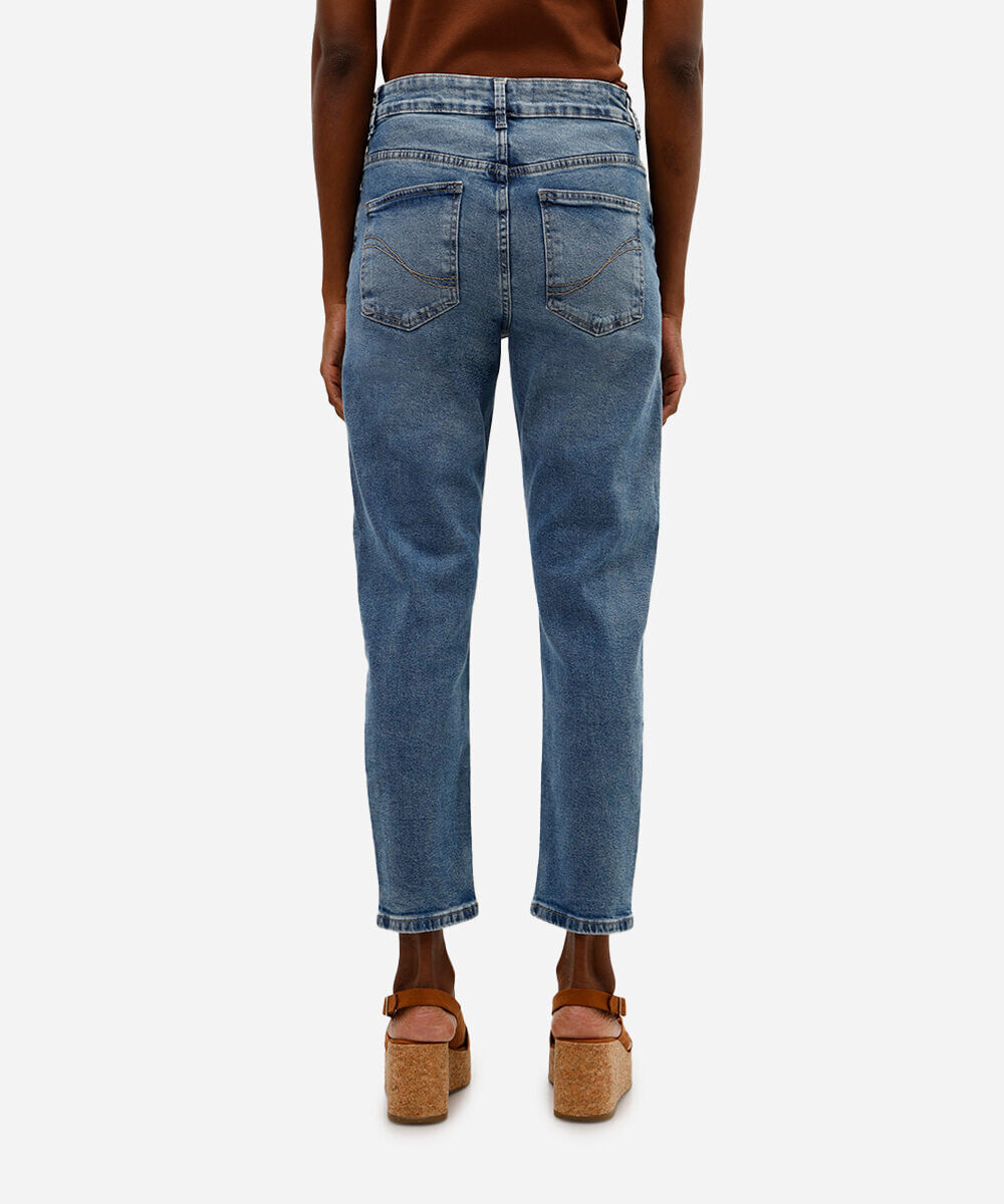 calça jeans mom cintura alta azul