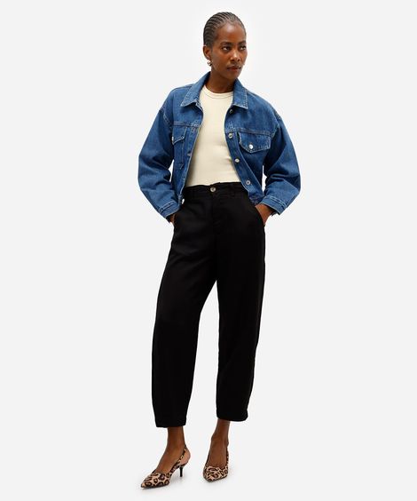calça cenoura feminina de viscose cós elástico preta