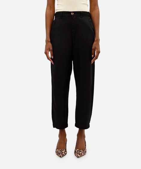calça cenoura feminina de viscose cós elástico preta