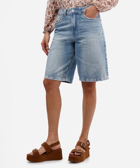 bermuda jorts relaxed feminina jeans destroyed azul