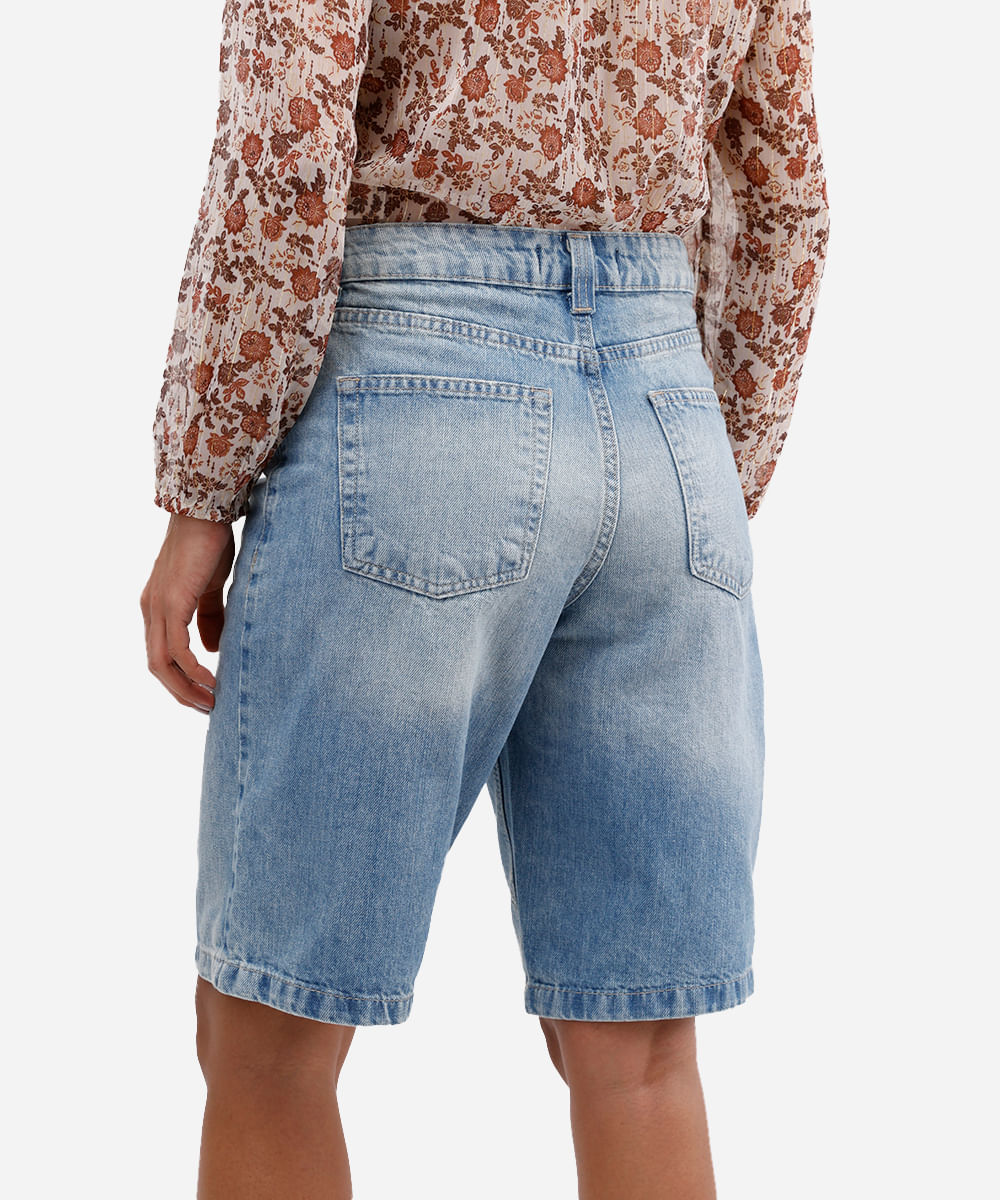 bermuda jorts relaxed feminina jeans destroyed azul