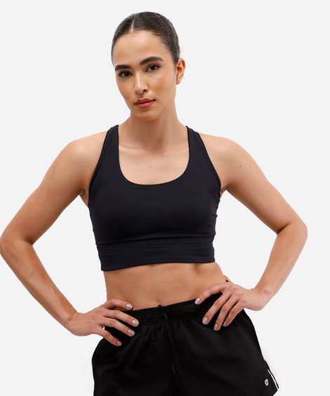 top nadador feminino esportivo com refletivo e bojo removível preto