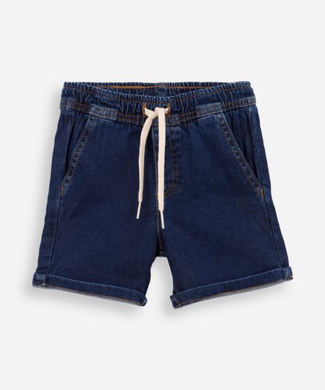 bermuda infantil malha denim azul