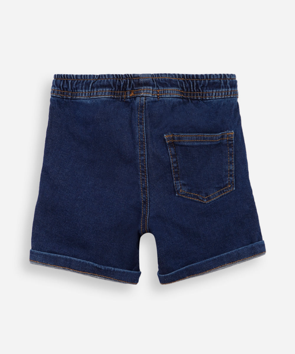 bermuda infantil malha denim azul