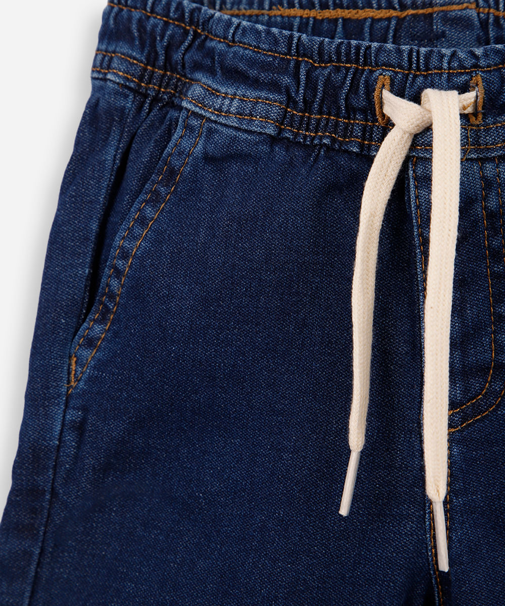 bermuda infantil malha denim azul