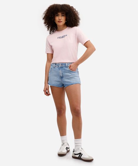 short curto feminino jeans cintura média azul