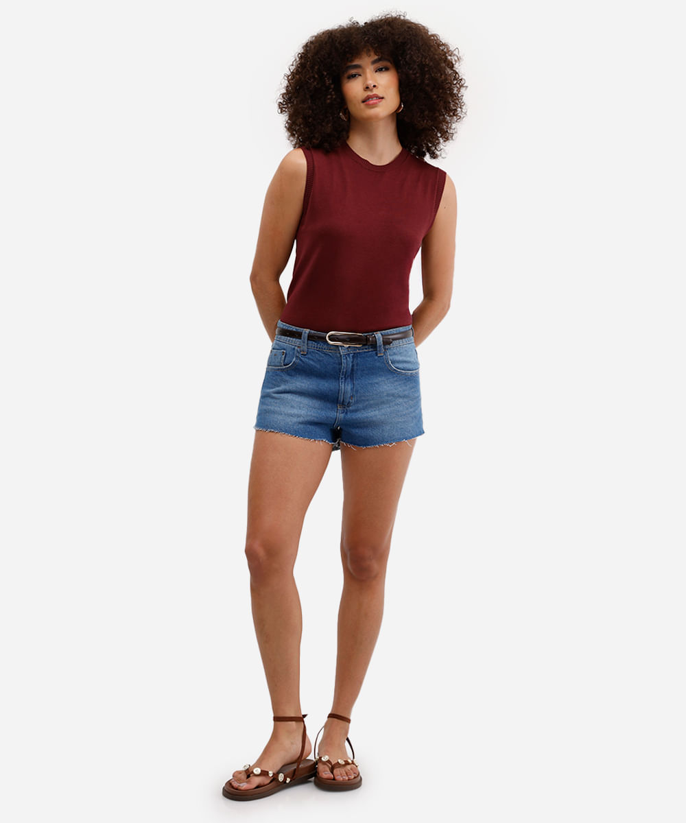 colete básico feminino de tricot vinho