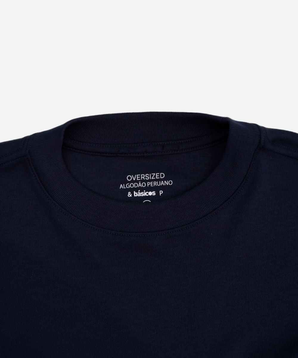 camiseta oversized feminina de algodão peruano interlock azul