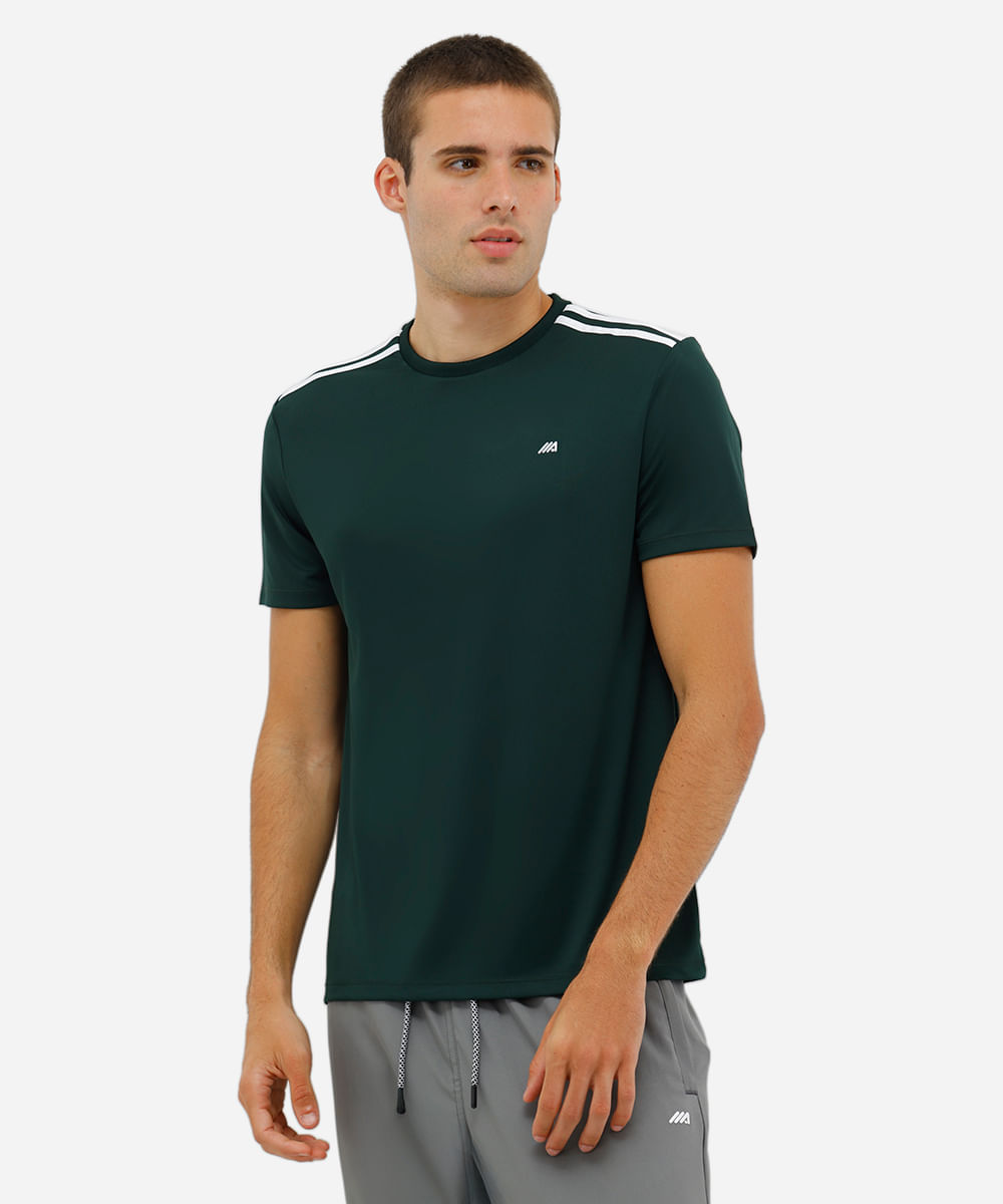 camiseta masculina com listras ace verde
