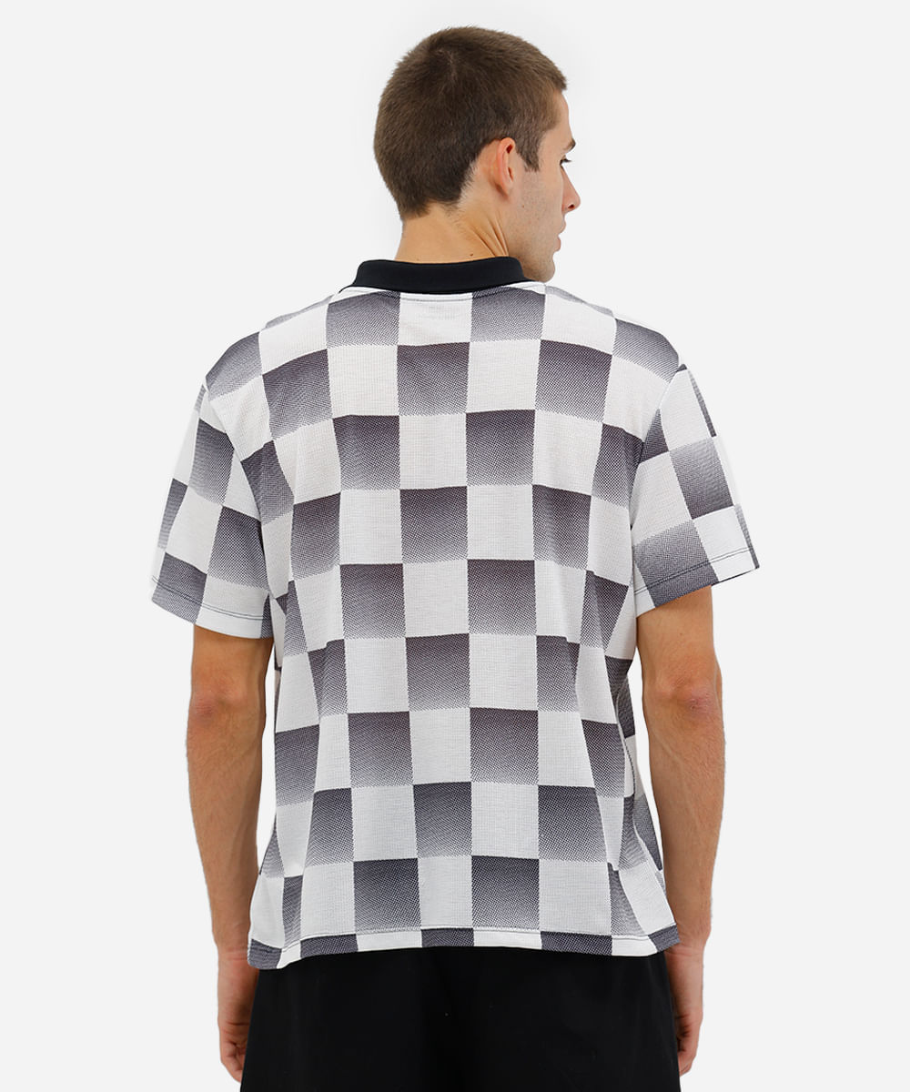polo masculina quadriculada malha esportiva oversized off white