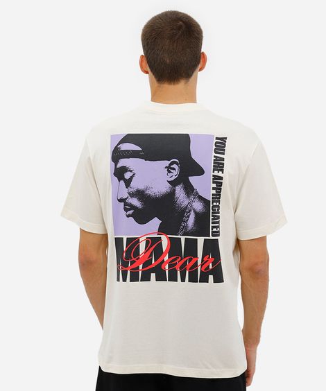 camiseta masculina de algodão tupac bege