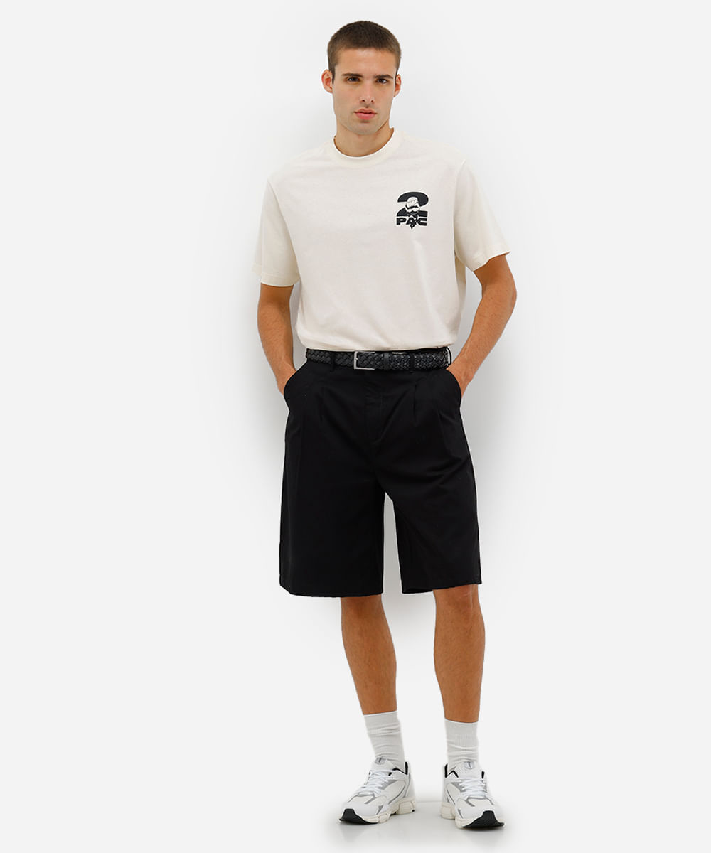 camiseta masculina de algodão tupac bege
