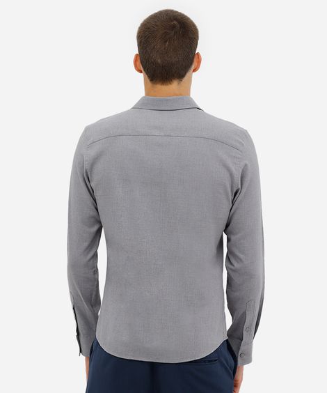camisa slim fit masculina melange cinza