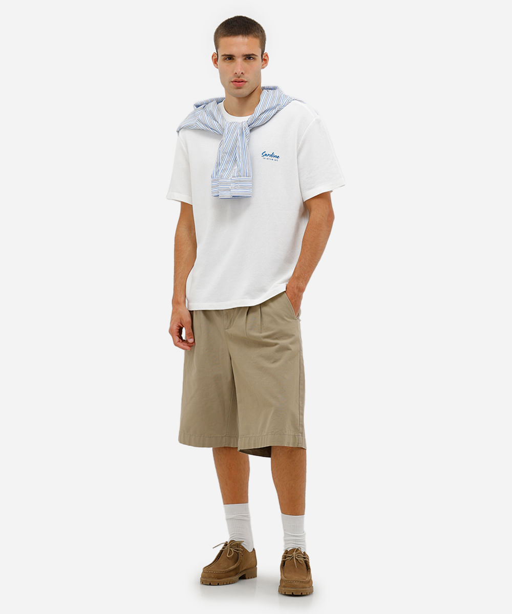 camiseta masculina moletom box fit peixe flavor off white