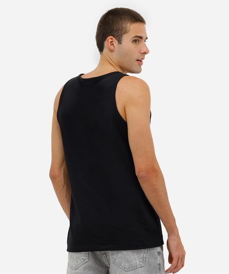 regata básica masculina de tricot com algodão peruano preta