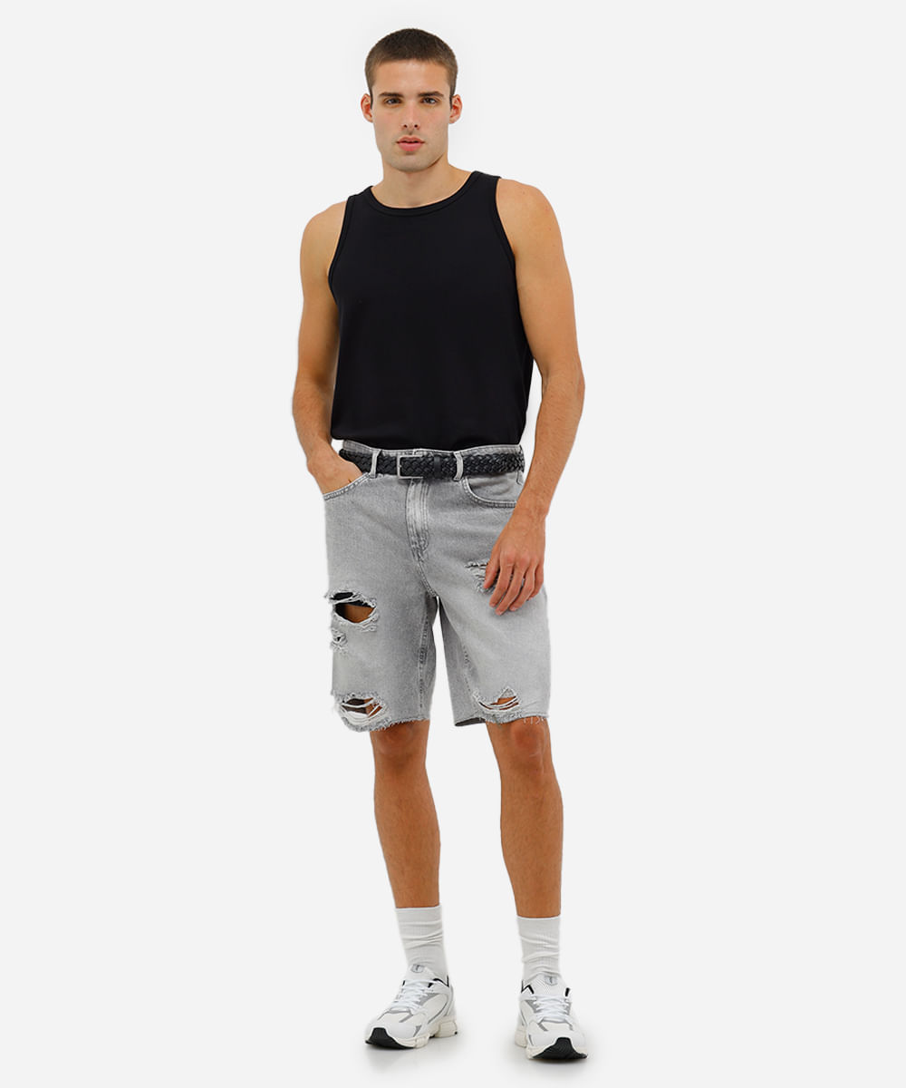 regata básica masculina de tricot com algodão peruano preta