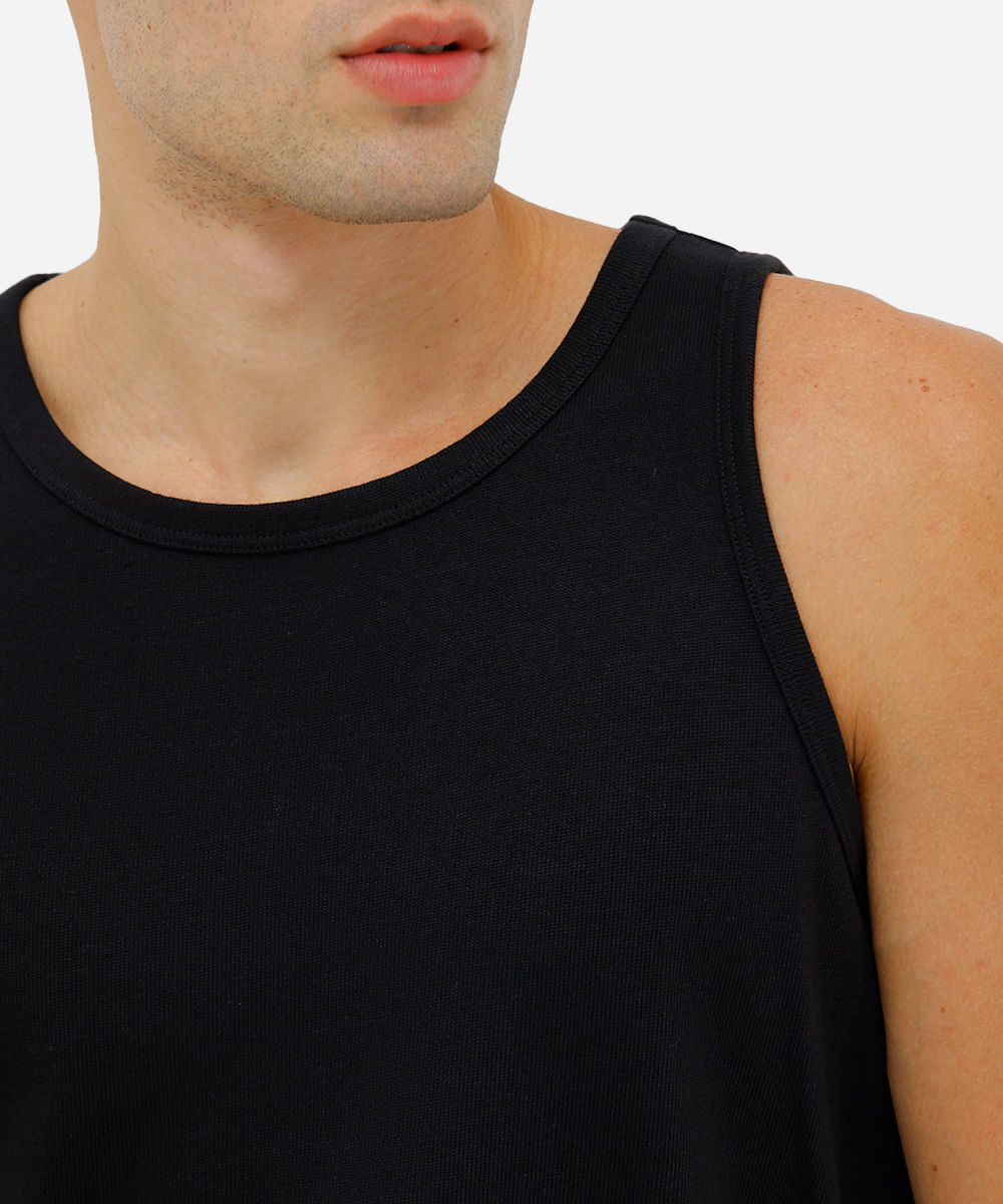 regata básica masculina de tricot com algodão peruano preta