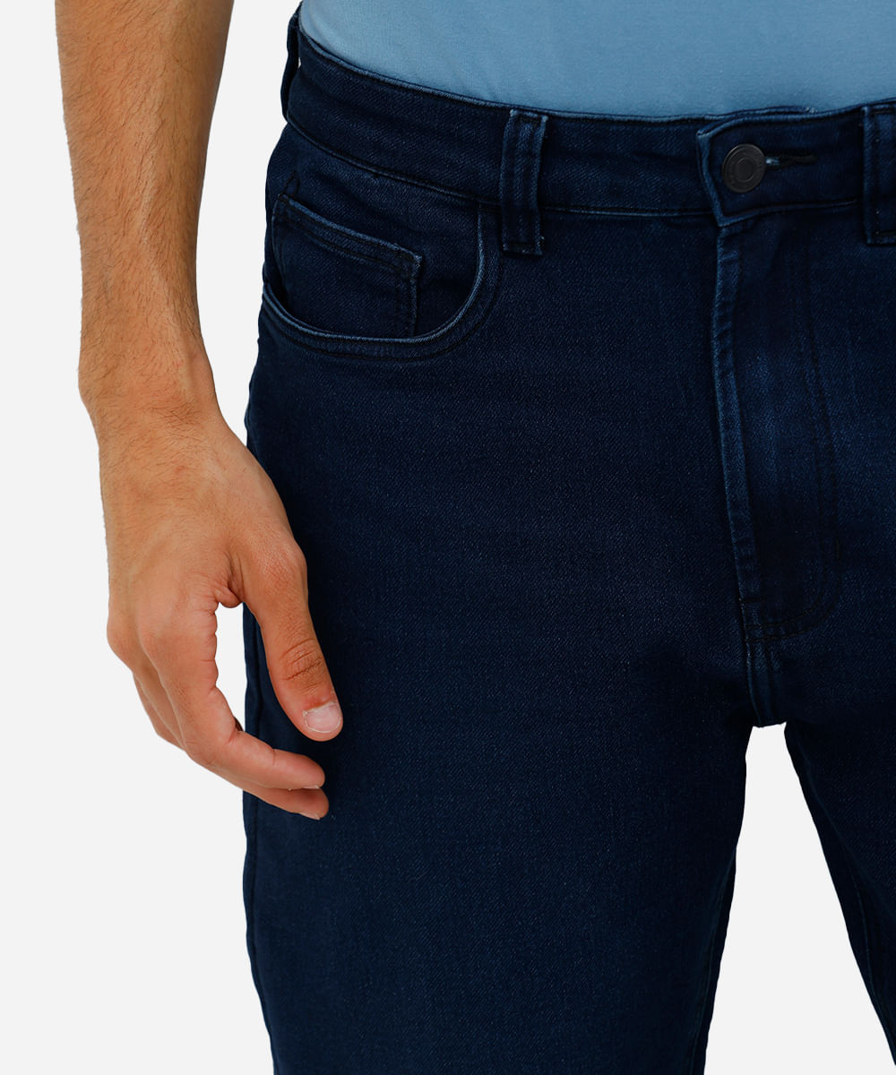 calça reta masculina jeans comfort azul