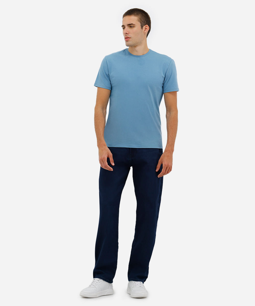 calça reta masculina jeans comfort azul