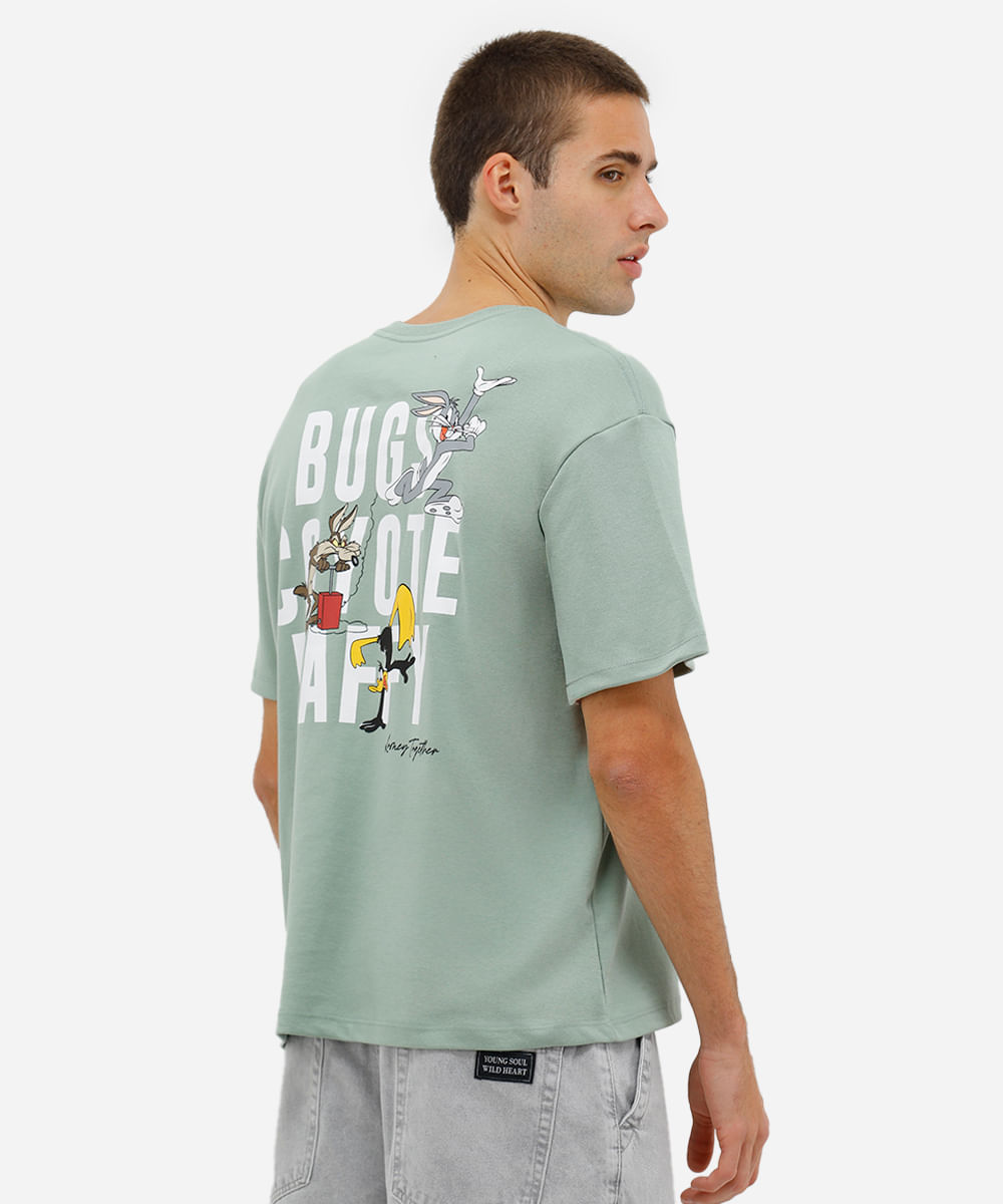 camiseta masculina box fit looney tunes taz verde