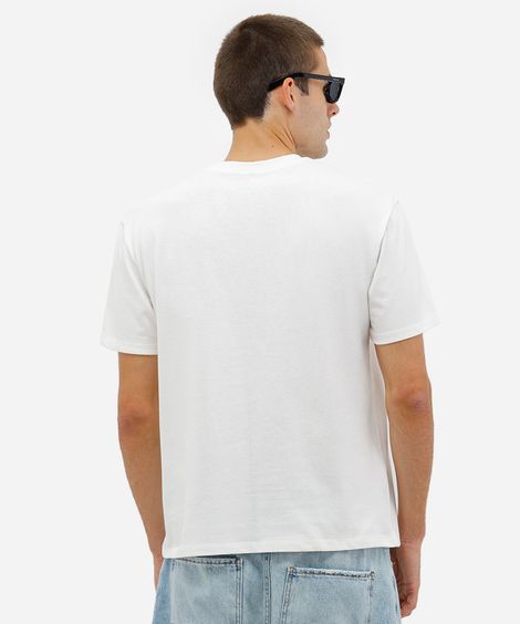 camiseta manga curta estampa sardinha off white