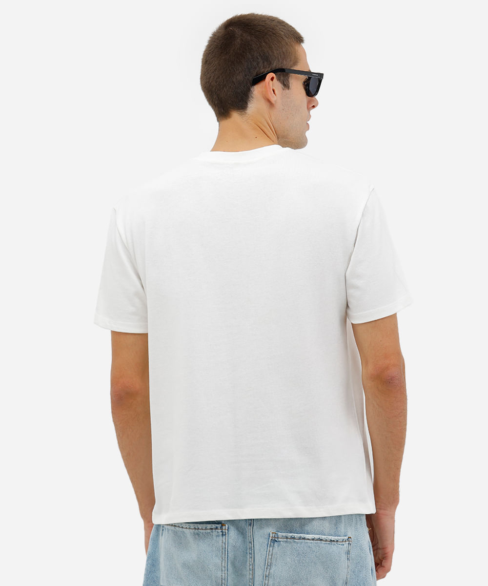 camiseta manga curta estampa sardinha off white