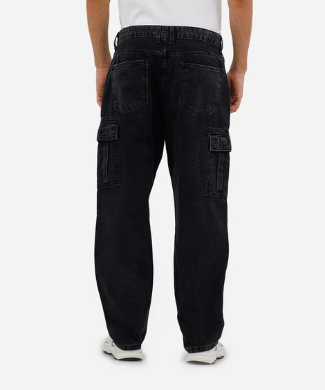 calça  baggy skater masculina jeans preta