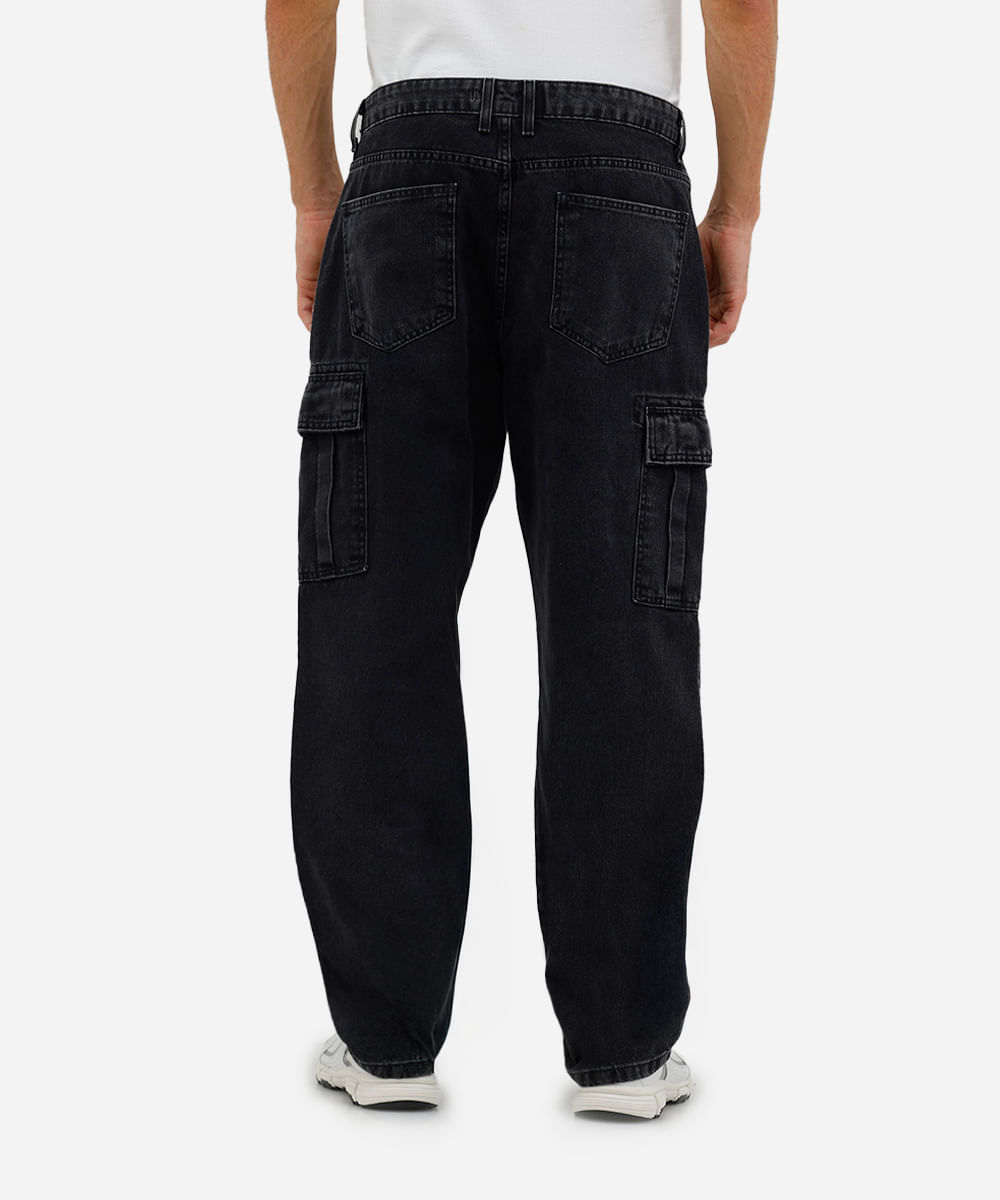 calça  baggy skater masculina jeans preta