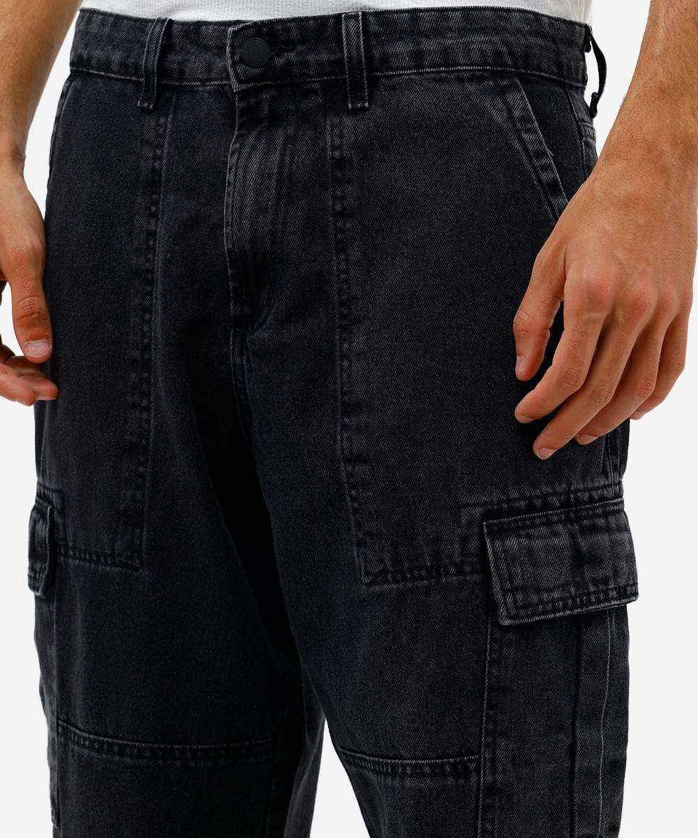 calça  baggy skater masculina jeans preta