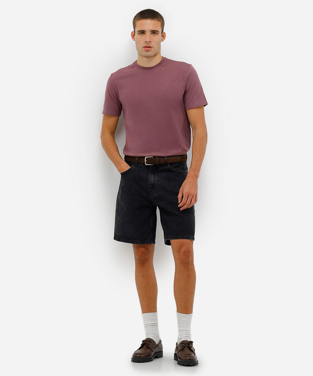 camiseta masculina de algodão básica manga curta roxa